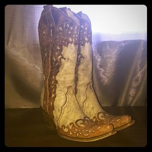 Corral Sand/Cognac Lazer Overlay Boot A2665