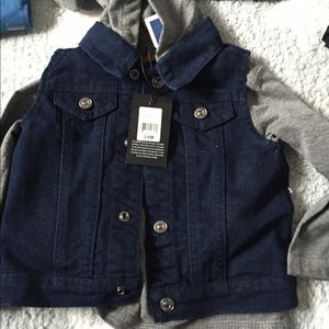 cotton long sleeved shirt and denim vest