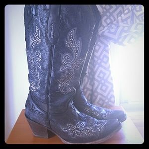 Corral Black Cowhide with Stud & Crystal Design