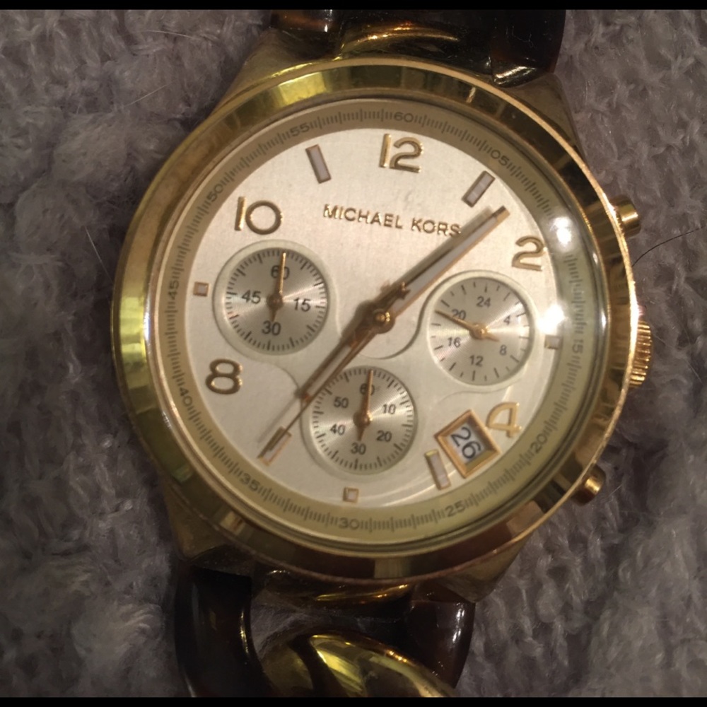 Authentic Michael Kors tortoise braid watch!