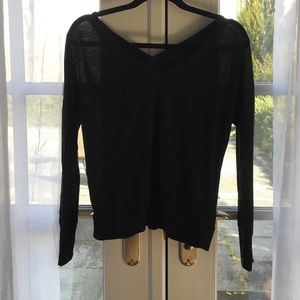 Black Long Sleeve V Neck