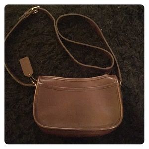 Small brown leather coach purse