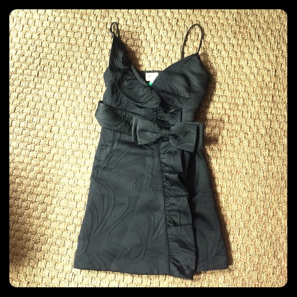 Milly black swirling jacquard bow mini dress - Picture 1 of 4