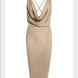 Selina Suedette Cowl Neck Midi Bodycon Dress