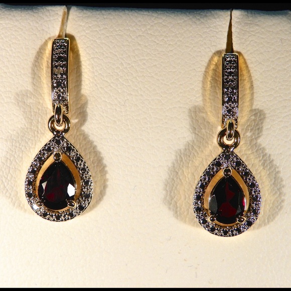 Jewelry - Garnet and Diamond studs.