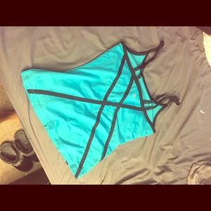 Criss cross teal workout tank