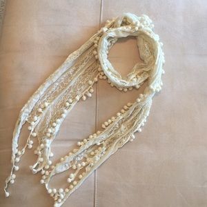 Lace Pom Pom scarf