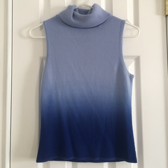 Takeout Tops - Blue Ombré Sleeveless Turtleneck Takeout Tops - Blue Ombré Sleeveless Turtleneck