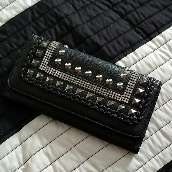 Maurices studded and rhinestone trifold wallet