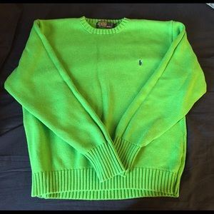 100% cotton lime green Polo Men's Sweater