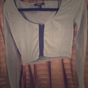 Sexy long sleeve front open crop top