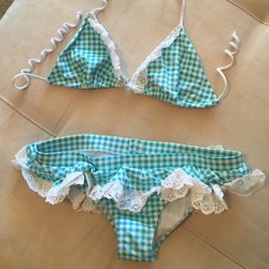 Turquoise gingham bikini