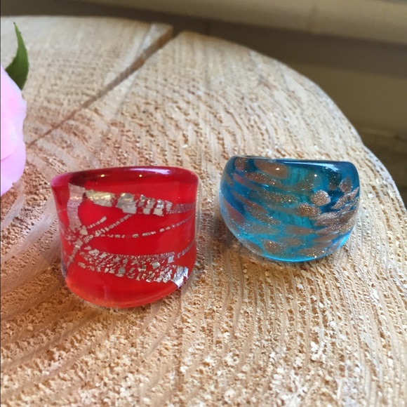 Jewelry - Glass ring bundle. Size 6.5 & 7