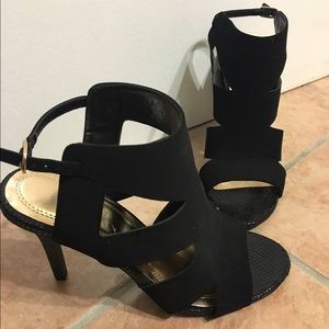 Black suede strappy, gladiator style heels