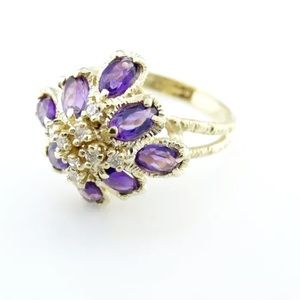 14k yellow gold Amethyst ladies cocktail ring