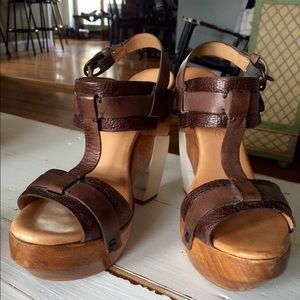 All Saints Boho Rosalina wooden platform sandals