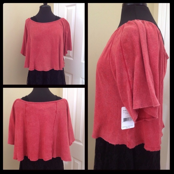 ❌SOLD❌Free People Crop Top Tee Off The Shoulder - Picture 4 of 8