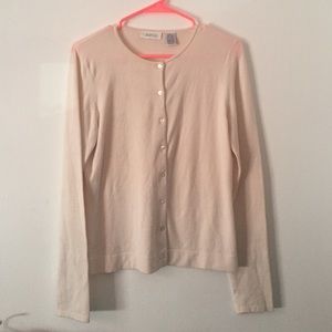 Barney's silk cardigan sweater nude creme color