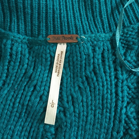 Free people teal oversized sweater size L - Picture 3 of 4