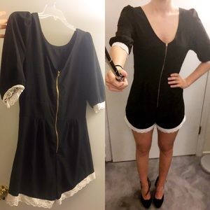 🎉👗😍 Black Romper with White Lace Trim🎉🎉