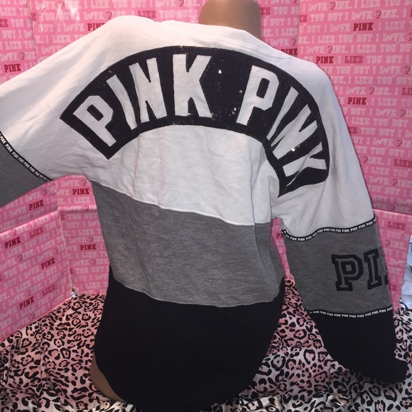 PINK Victoria's Secret Sweaters - Vs PINK Bling varsity crew shirt color block MED
