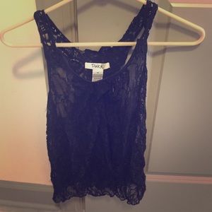 Lace black top with crotchet back!