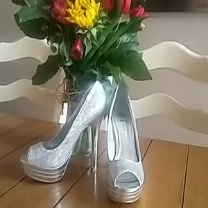 Silver sequin Shi by journeys heels