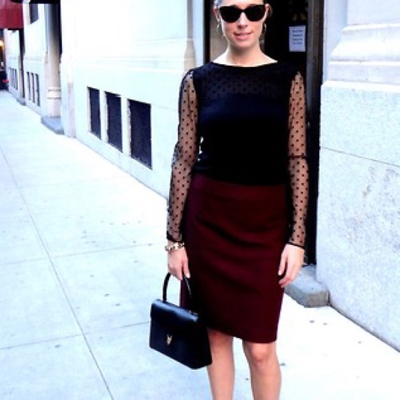 J. Crew Dresses & Skirts - J Crew Factory Burgundy Wool Pencil Skirt