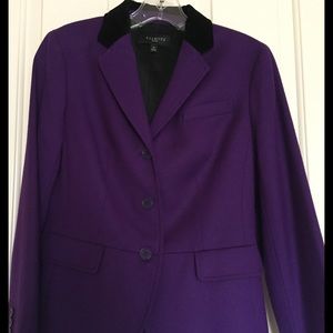 Talbots super cute purple blazer with black velvet