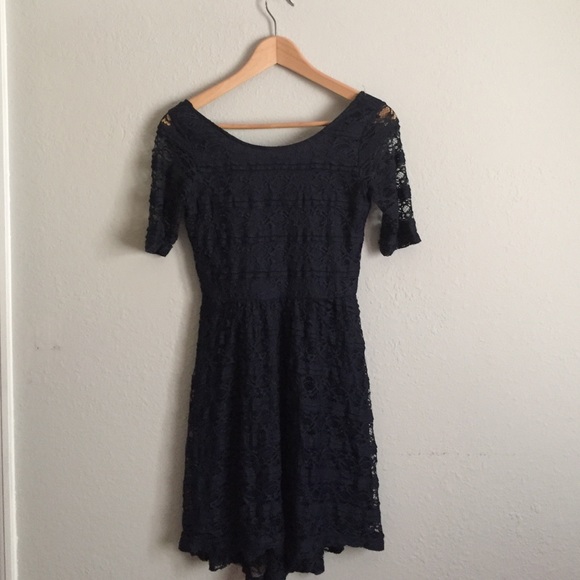 Navy blue lace dress.