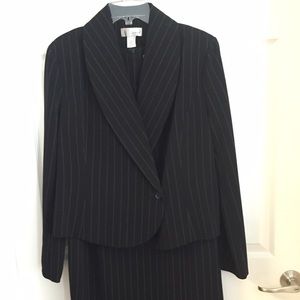 Black Pinstriped Sheath with Jacket