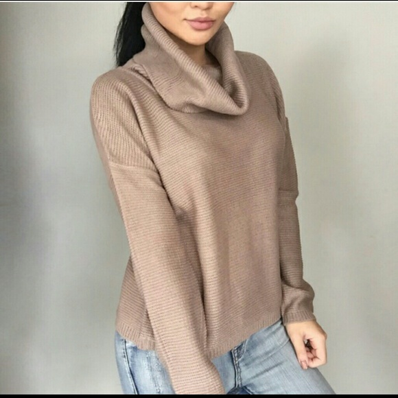 Tan Nude Cowl Neck Sweater