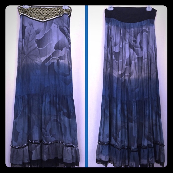Free People Dresses & Skirts - 💙SALE!💙 FP Blue & Gold Bohemian Gypsy Maxi Skirt