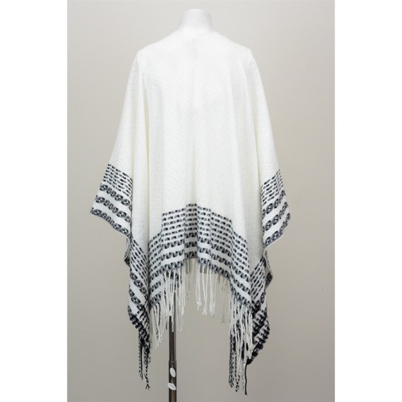 LOWEST "Pied Beauty" Fringed Printed Poncho - Picture 3 of 4