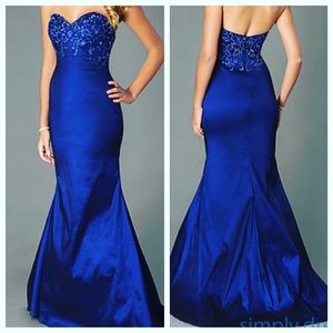 Strapless Sapphire Blue Prom Dress