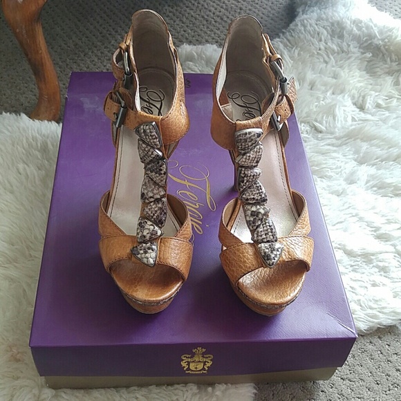 Fergie Embellished Snake Skin Heels..
