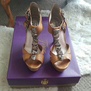Fergie Embellished Snake Skin Heels..