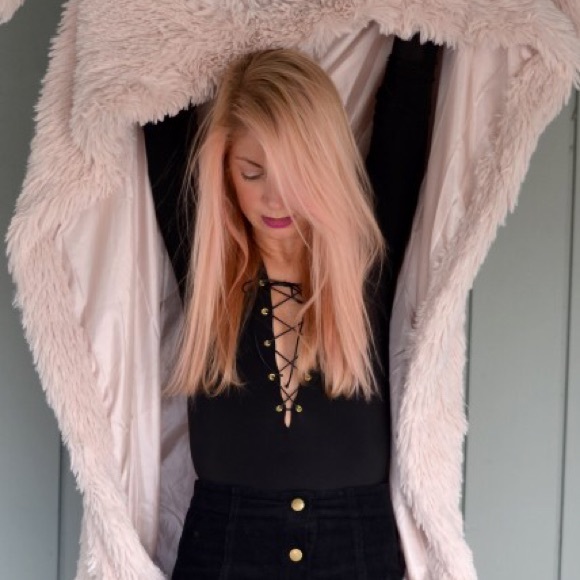 BRAND NEW black long sleeve tie front bodysuit