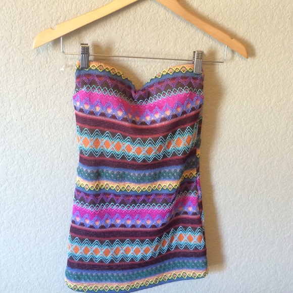 Boho/tribal/knitted strapless Top Size Small
