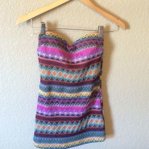 Boho/tribal/knitted strapless Top Size Small