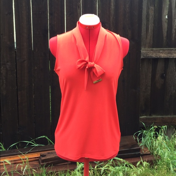 MK red sleeveless blouse, small