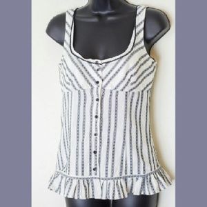 ZARA Basic Size Small Striped Flounce Top