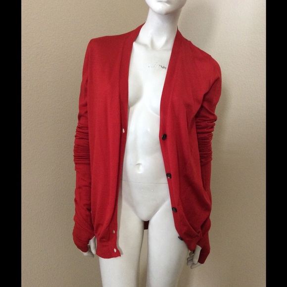 Margiela Red Open Back Cardigan