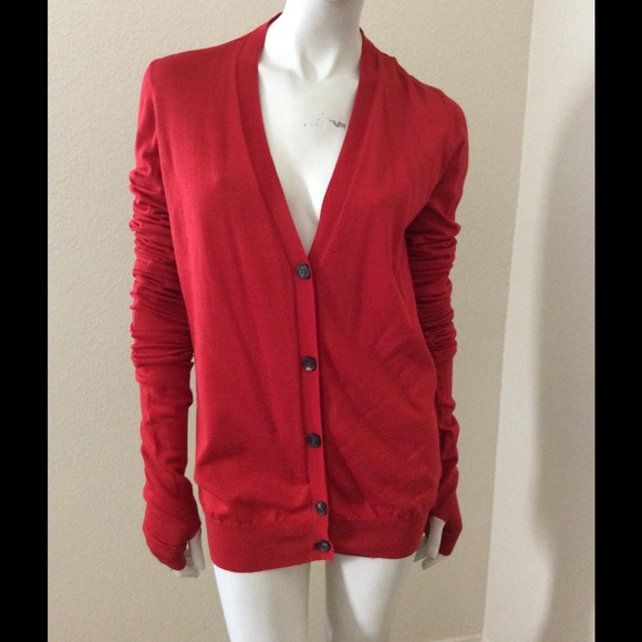 Margiela Red Open Back Cardigan