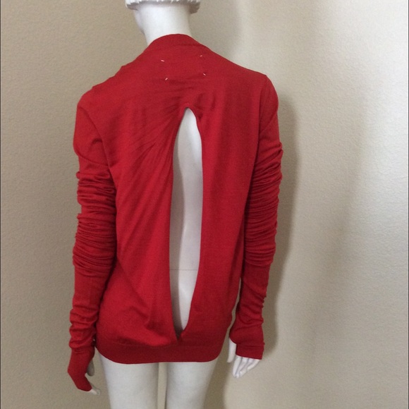 Margiela Red Open Back Cardigan
