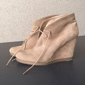 Nine West Tan Suede Wedge Booties