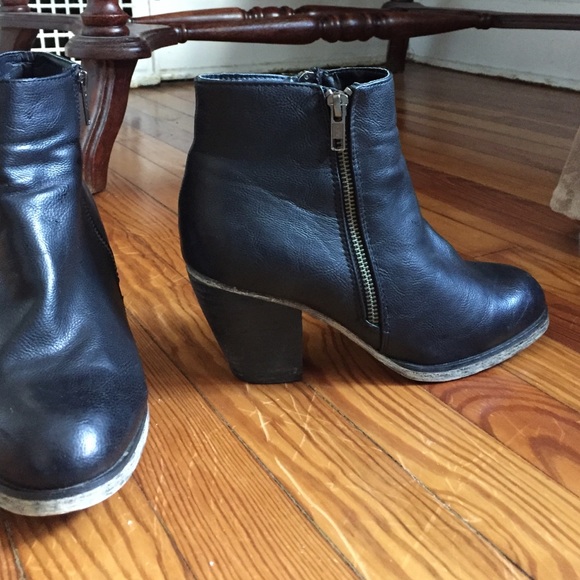Black leather booties