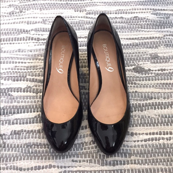 Boutique 9 patent leather wedge heel shoes