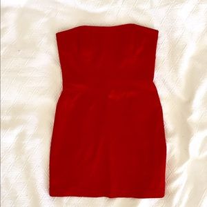 Laundry by design red silk strapless dress