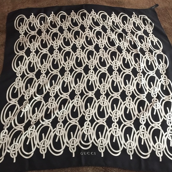 Gucci Accessories - 🍀St. Patty's Day Sale Blk/White Silk Gucci Scarf
